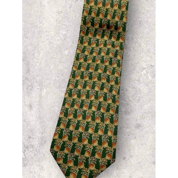 FENDI Silk Tie ITALY Green Orange Apple W:3.8" EUC - Picture 5 of 5
